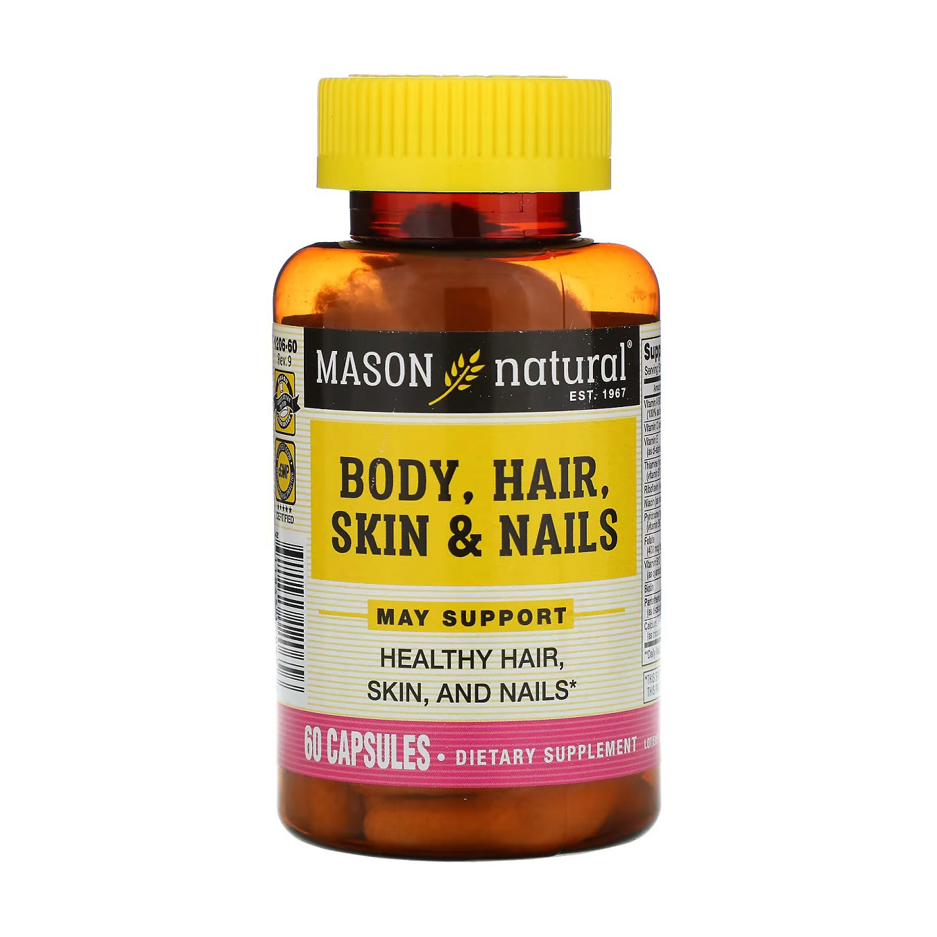 Формула для тіла, волосся, шкіри та нігтів Mason Natural Body, Hair, Skin &amp; Nails, 60 капсул
